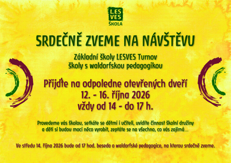 Plakát otevřených dveří LESVES Turnov 12.–16. října 2026