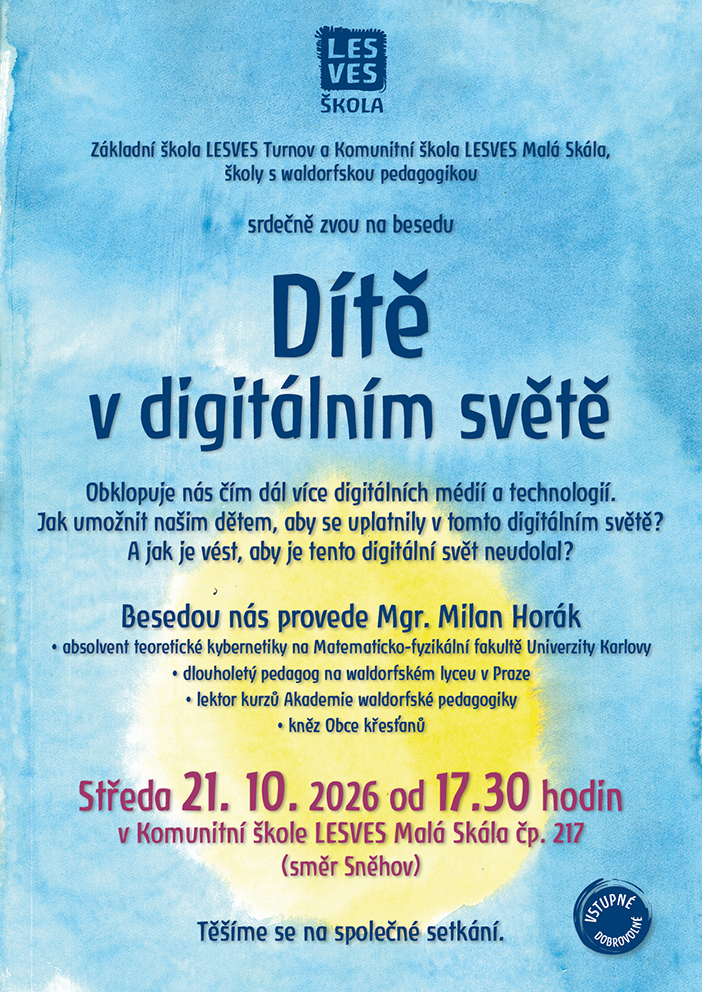 Plakát k besedě Dítě v digitálním světě – 21. října 2026